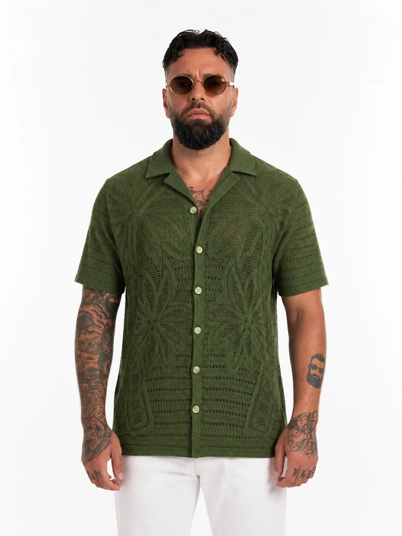 Paros Knitted Shirt Olive Green