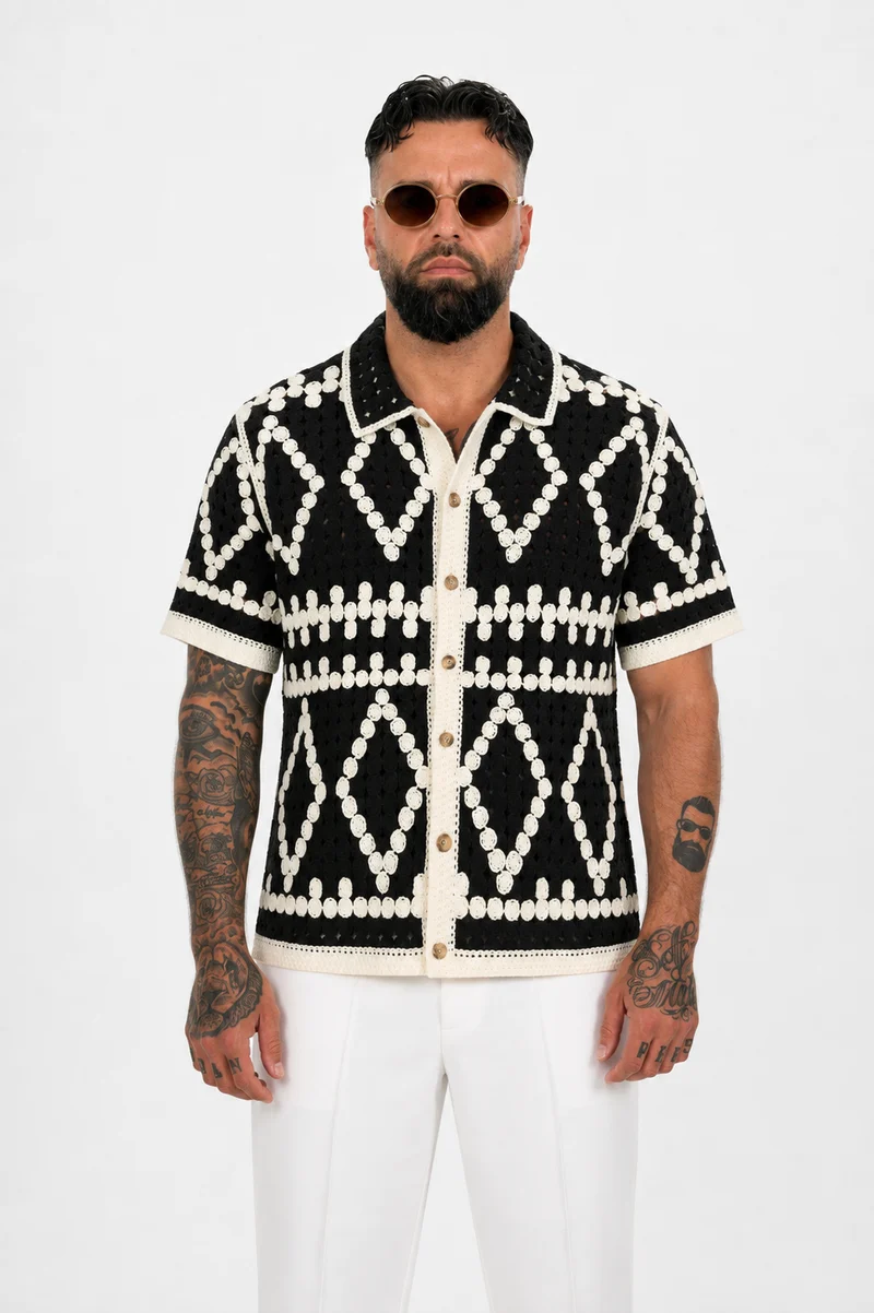 Monaco Crochet Shirt – Black Ivory