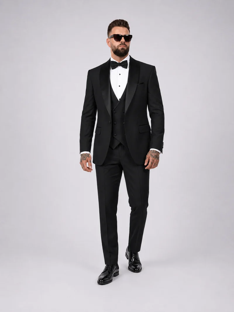 Frankie Premium 4-piece wedding suit black