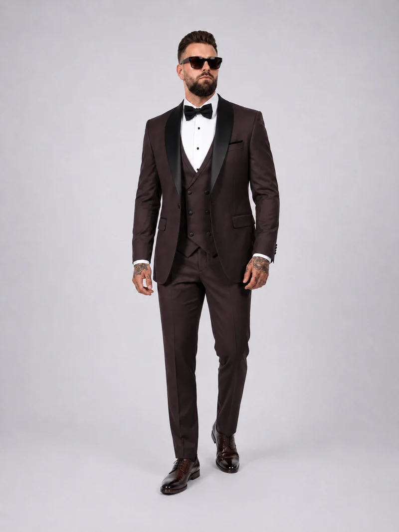 Frankie Premium 4-piece wedding suit brown