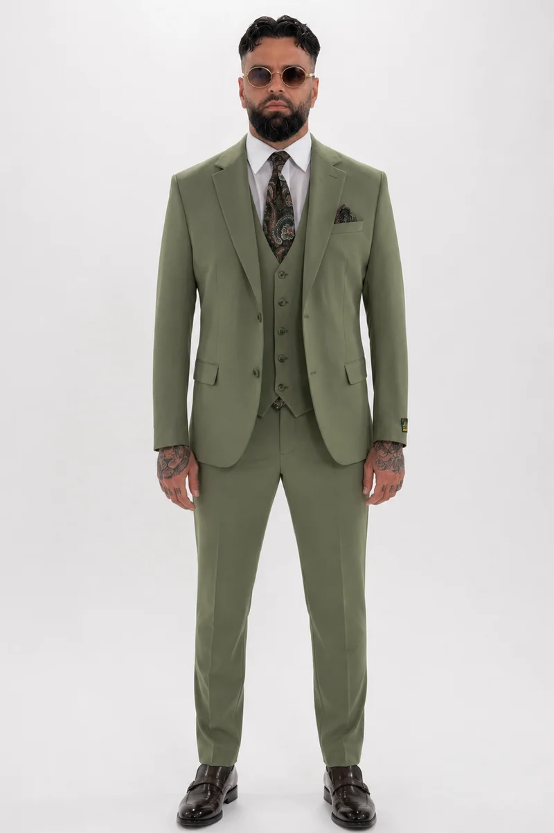 Suit Three Piece Valencia Olive green