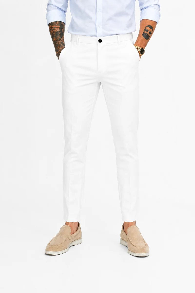 Pantalon chic straight fit white