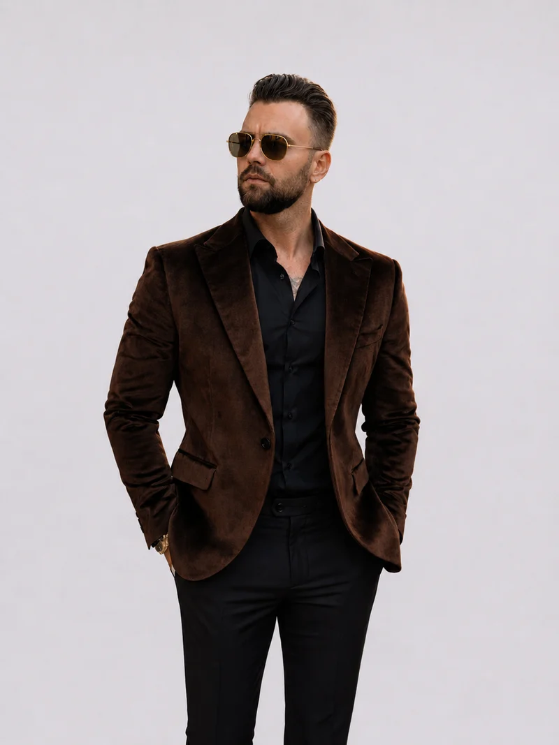 Elegant velvet jacket - brown