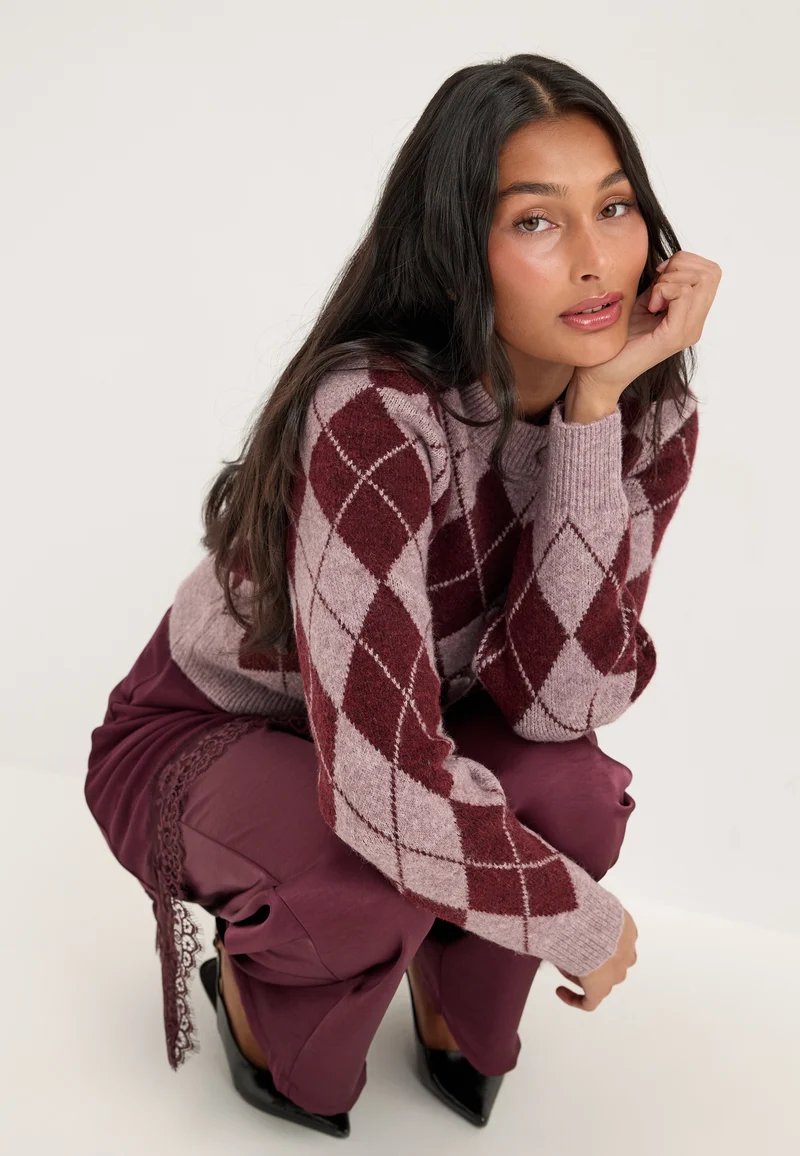 Vmhalo Ls O-neck Argyle Cardigan
