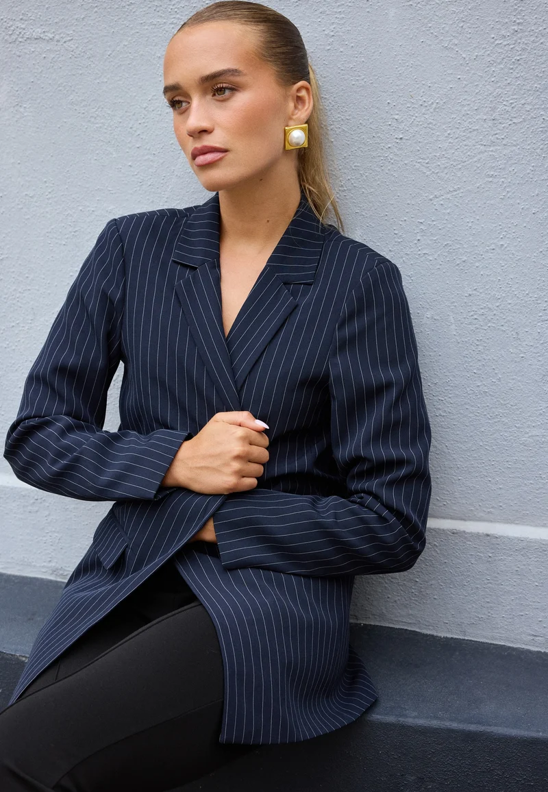 Pcbozzy Ls Loose Striped Blazer