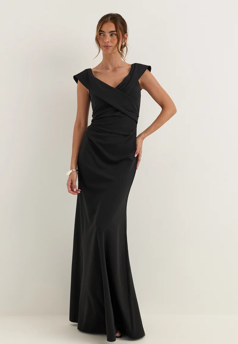 Off Shoulder Pleat Gown