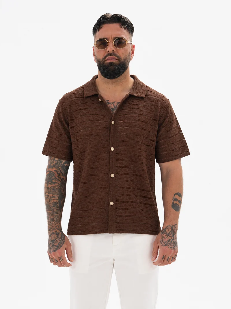 Sorrento Crochet Shirt – Espresso Brown