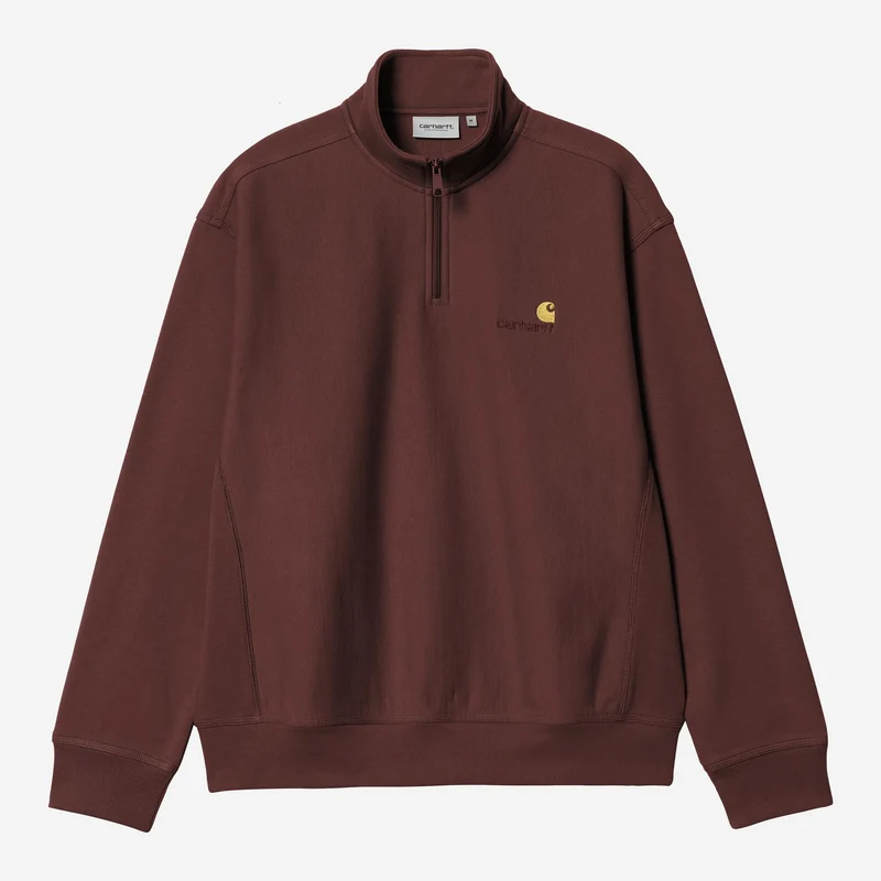 Carhartt WIP Herr Halv dragkedja American Script Träningströja | Amarone