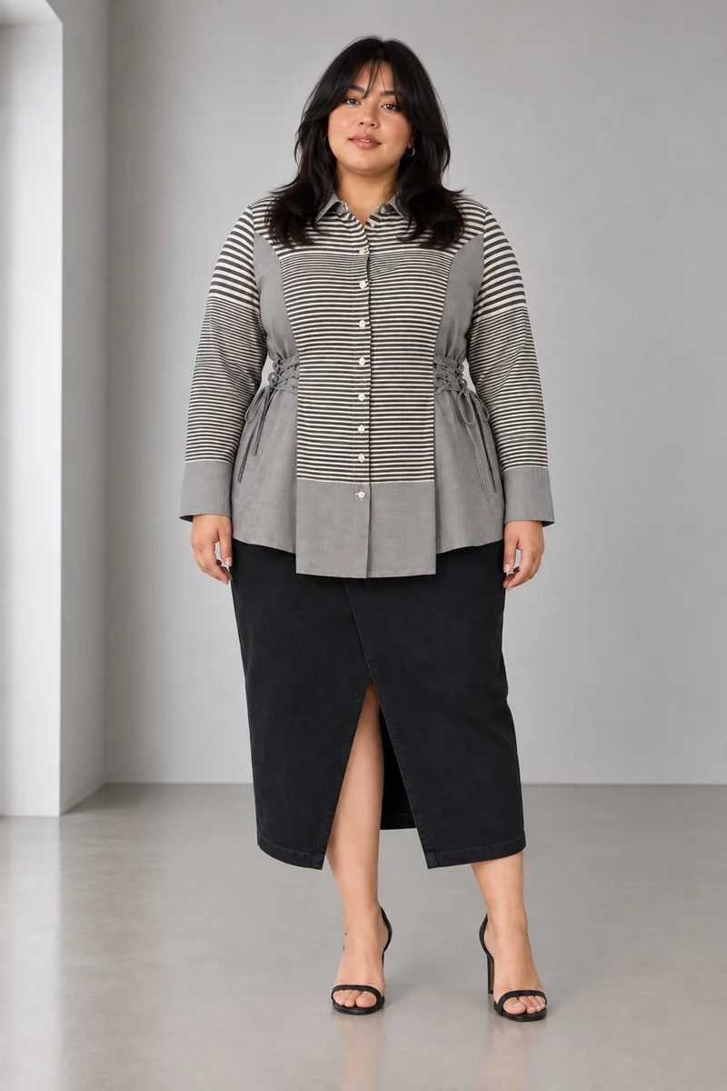 Cyrin|Cotton Shirt With Side Tie Up