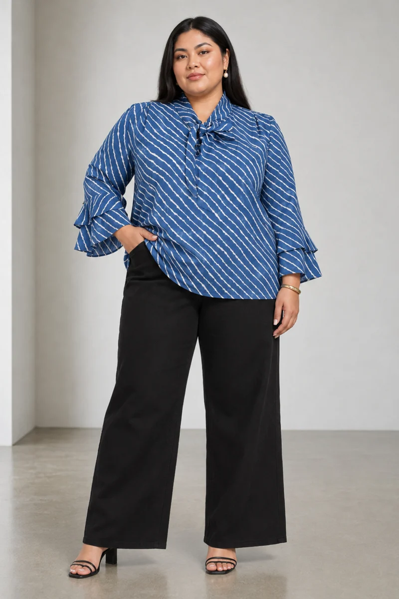 Eiryn|Cotton Tie Up Neck Top