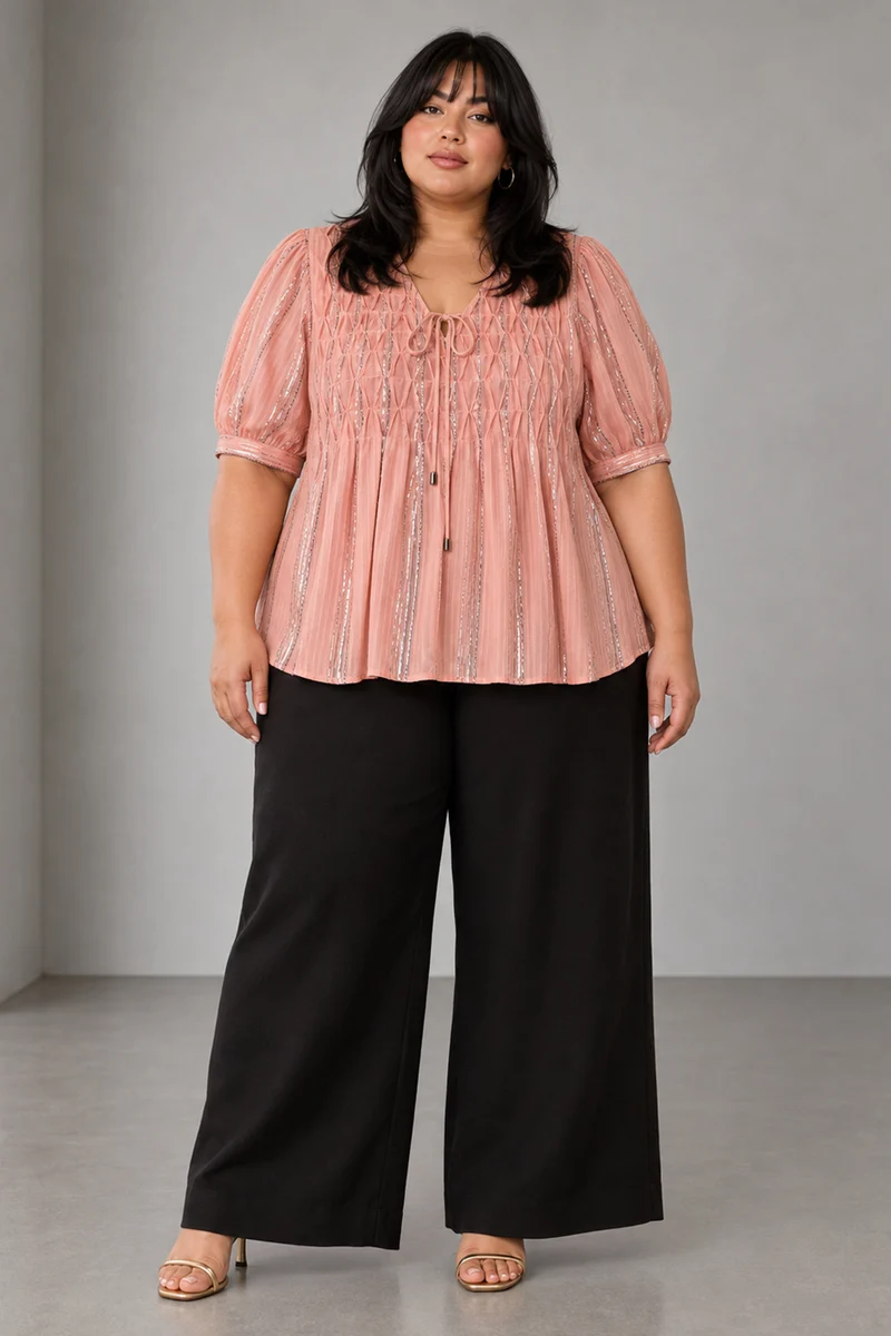 Orana|Cotton Diagonal Pintuck Detail Top