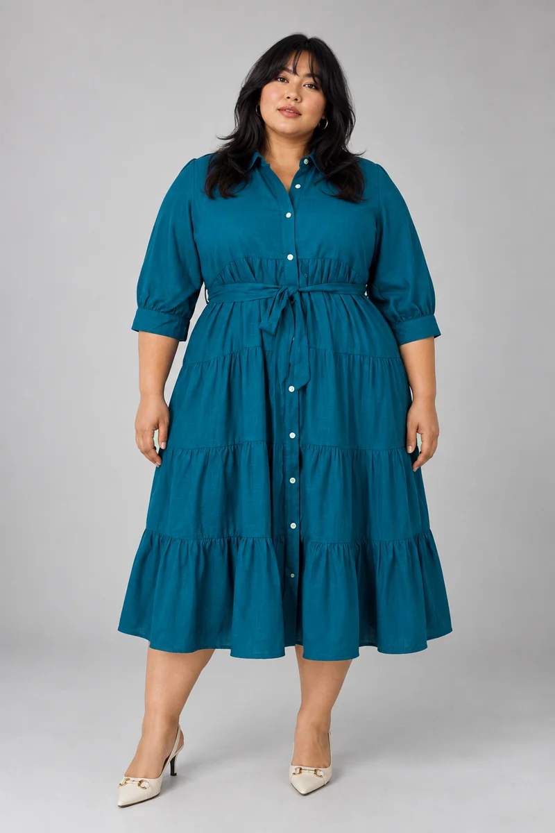 Lenora|Viscose Tiered Midi Dress