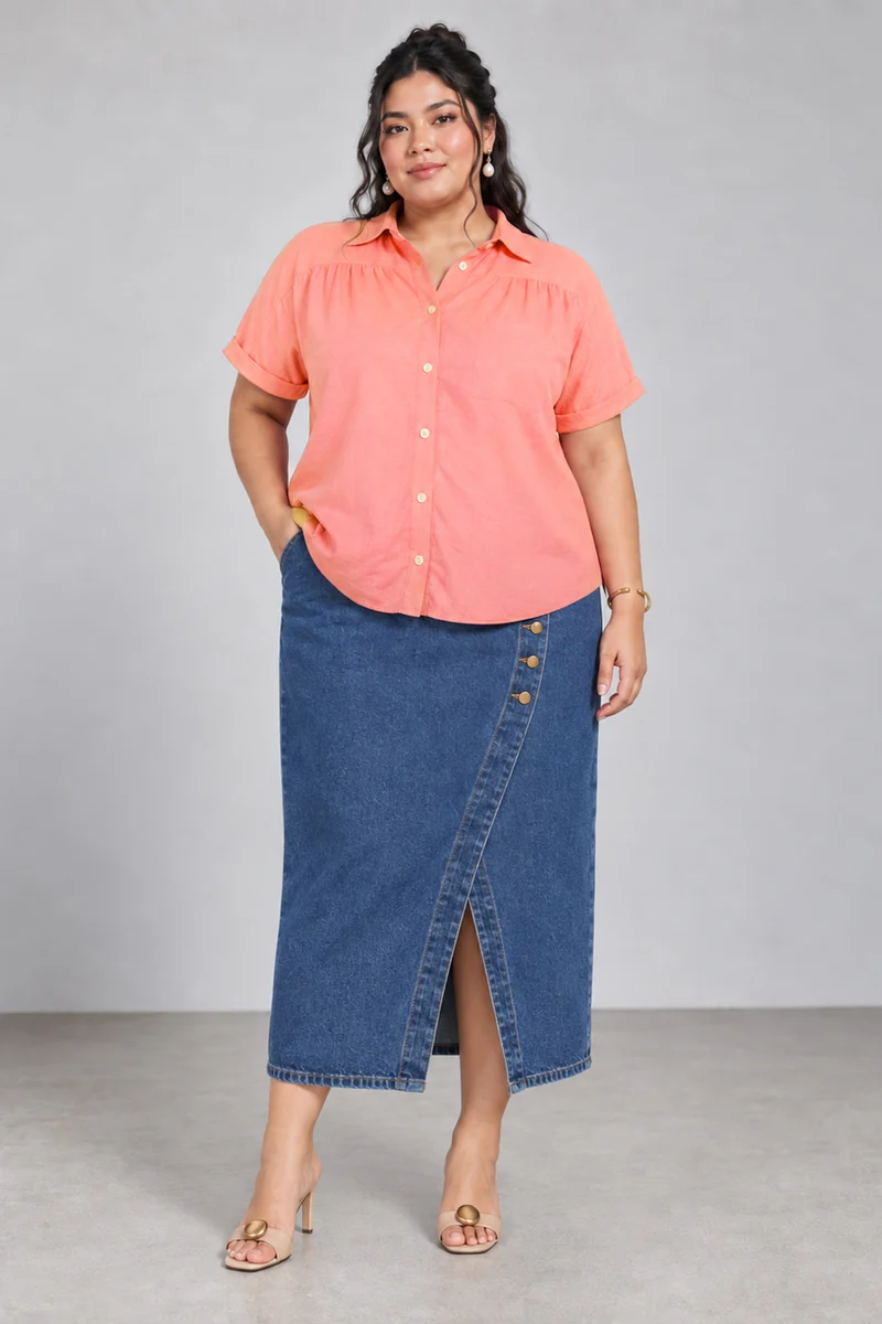 Suri|Viscose Shirt With Gathered Yoke
