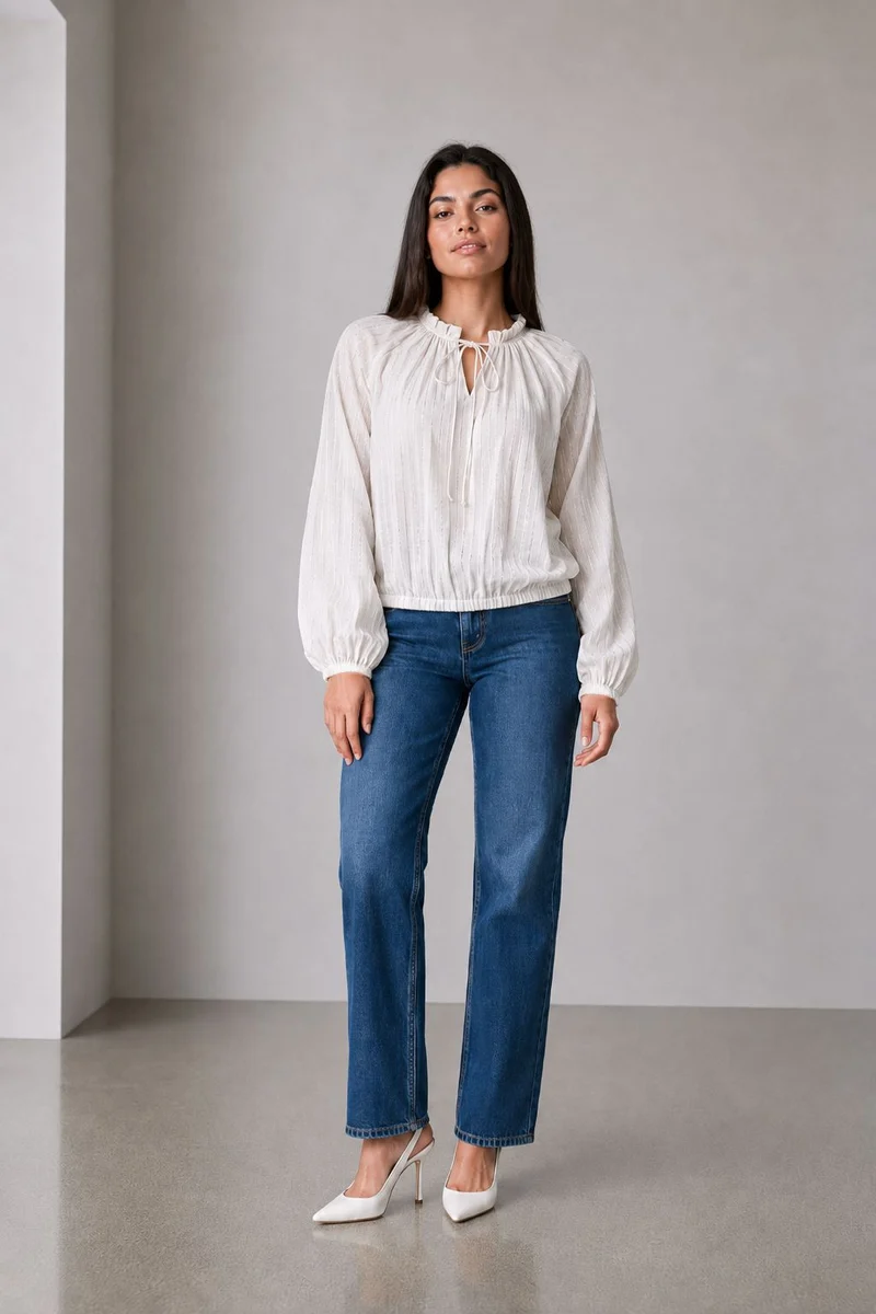 Vainya|Cotton Ruffle Collar Crop Top
