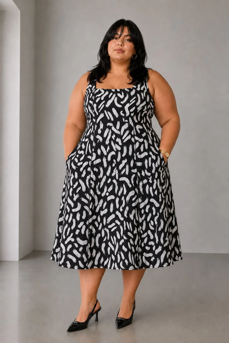 Evren|Viscose Fit And Flare Dress