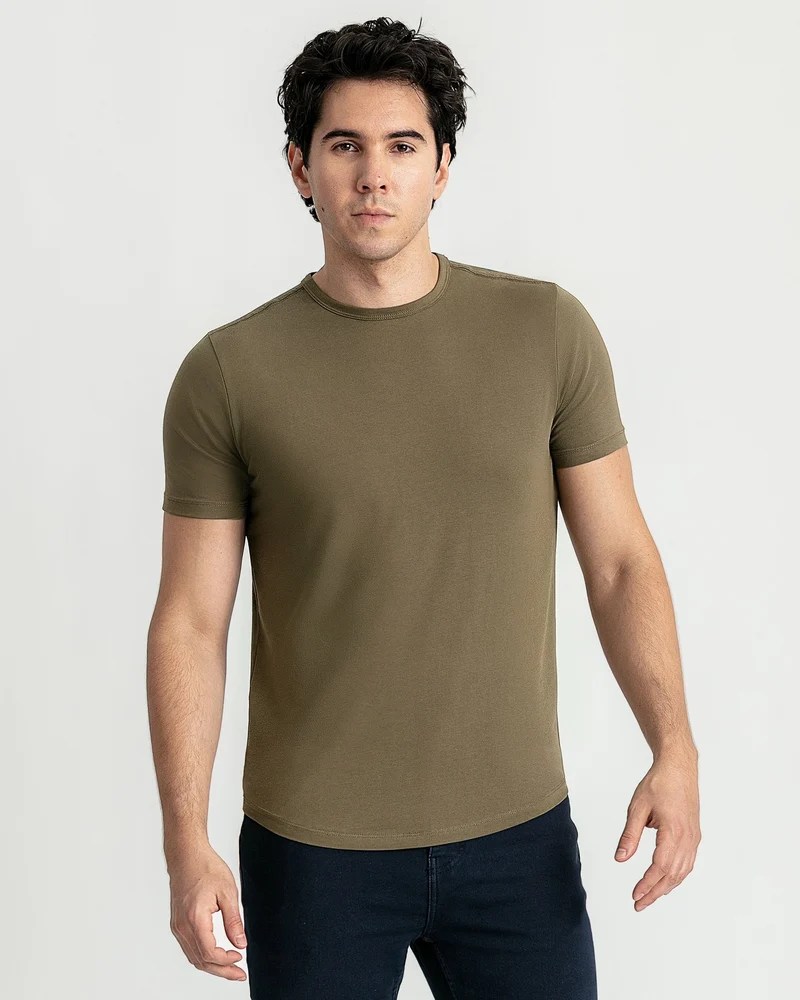 Organic Crew Neck T-Shirt (Slim Fit) / Military Olive
