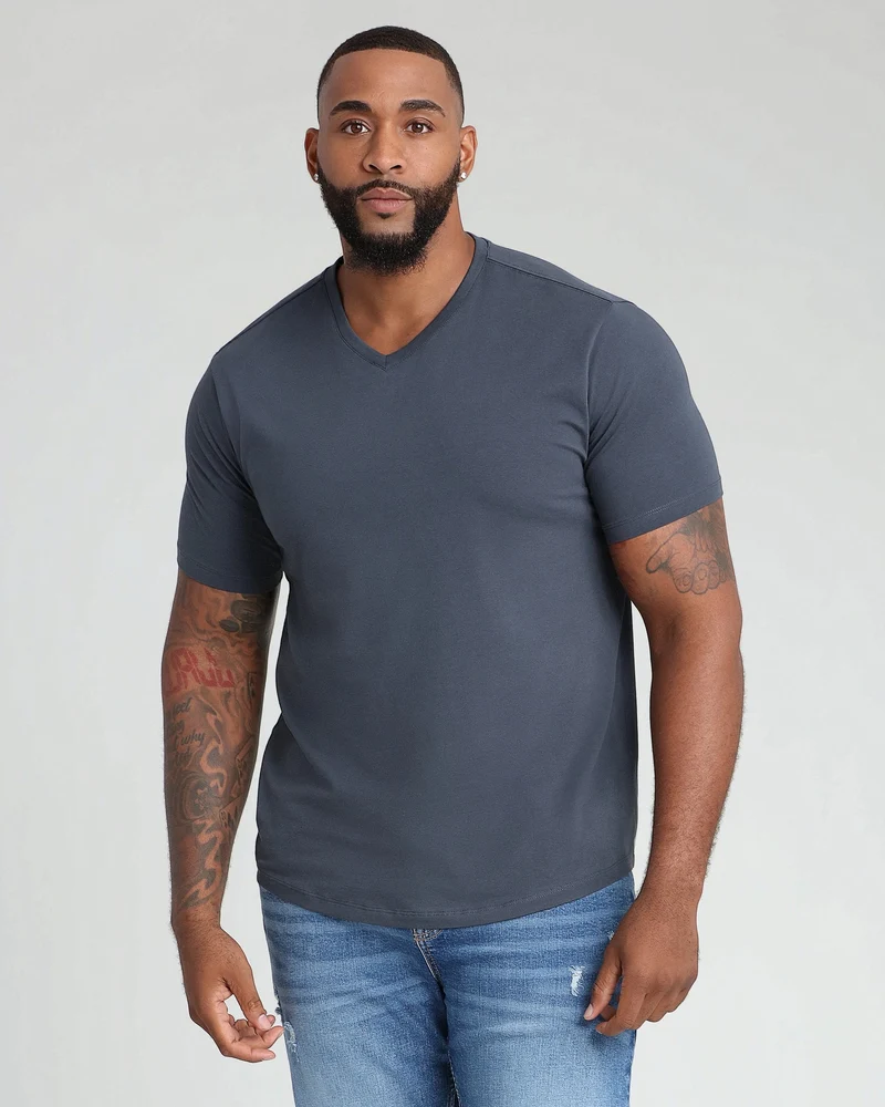 Organic V-Neck T-Shirt (Slim Fit) / Steel
