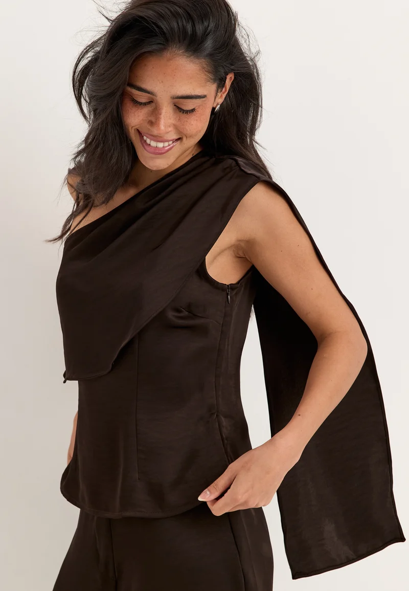 Satin One Shoulder Blouse