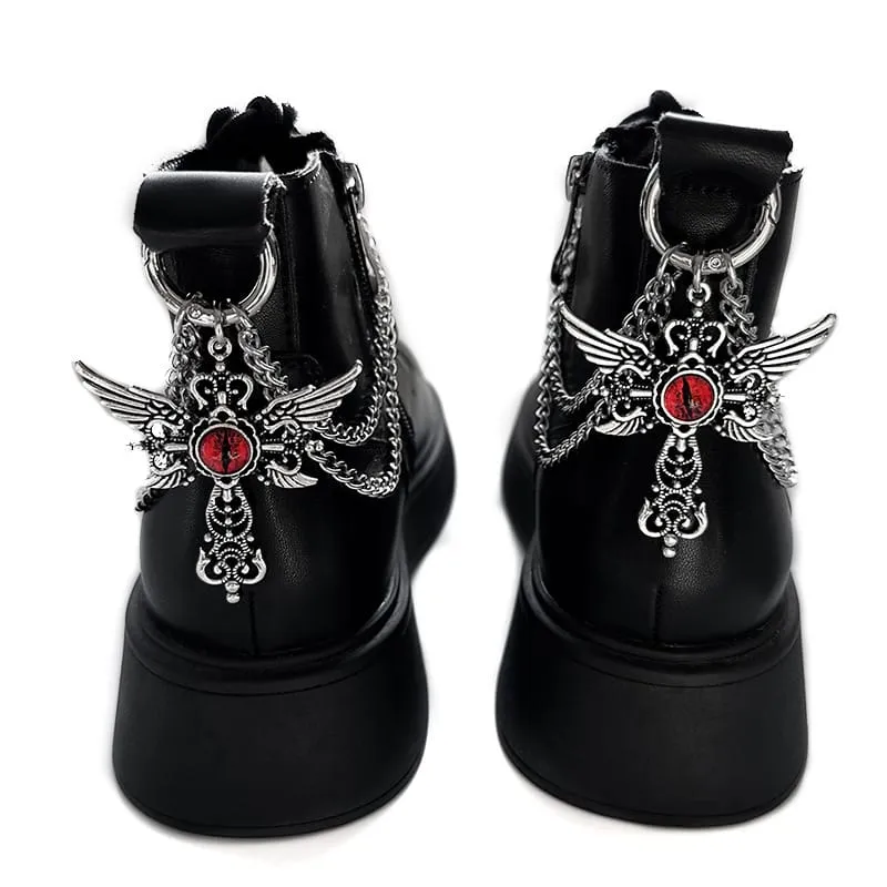 Unisex Punk Wing Evil Eye Cross Boot Chain Skotillbehör