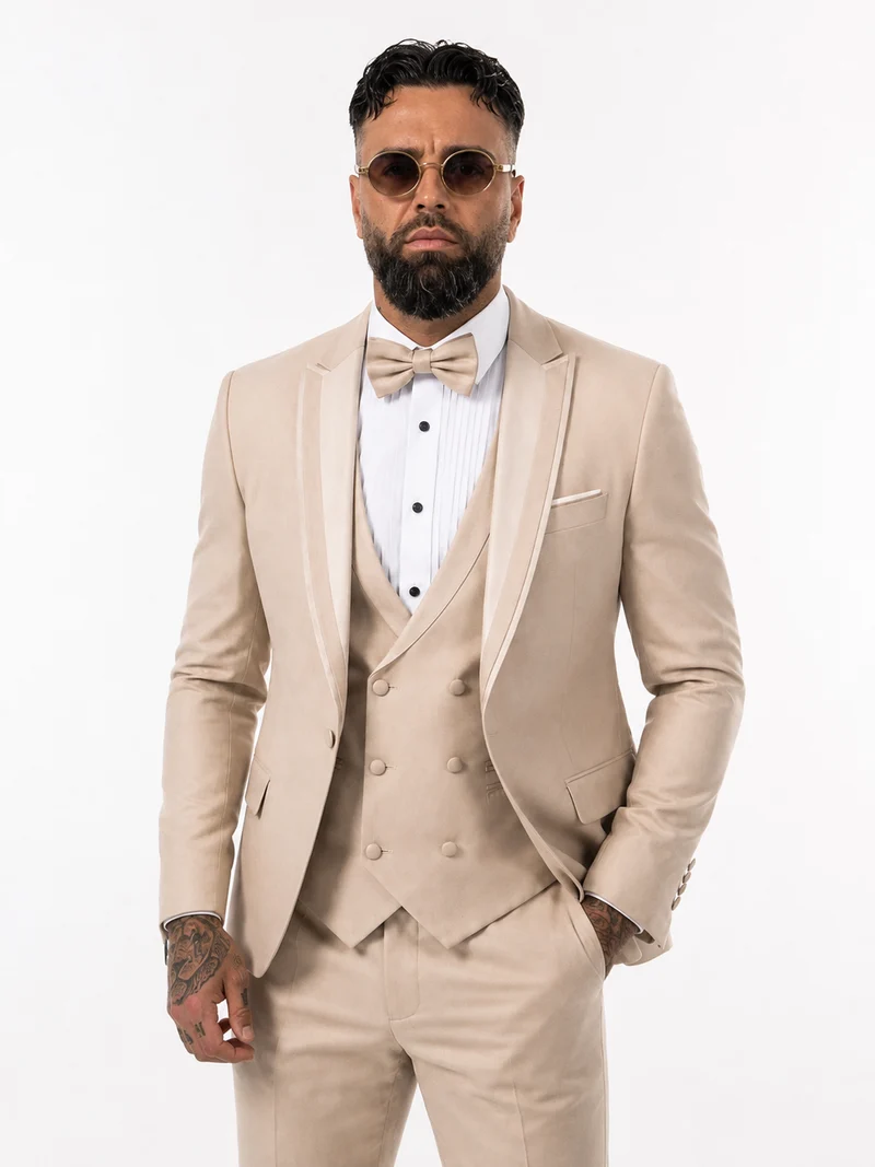 Frankie premium 4-piece wedding suit beige