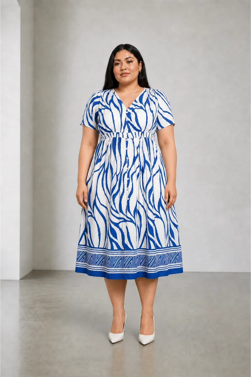 Aurelle|Viscose Vneck Dress With Tieup