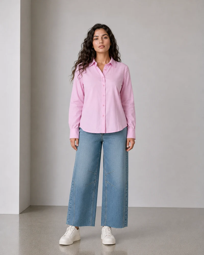 Ravora|Cotton Slub Gathered Back Shirt