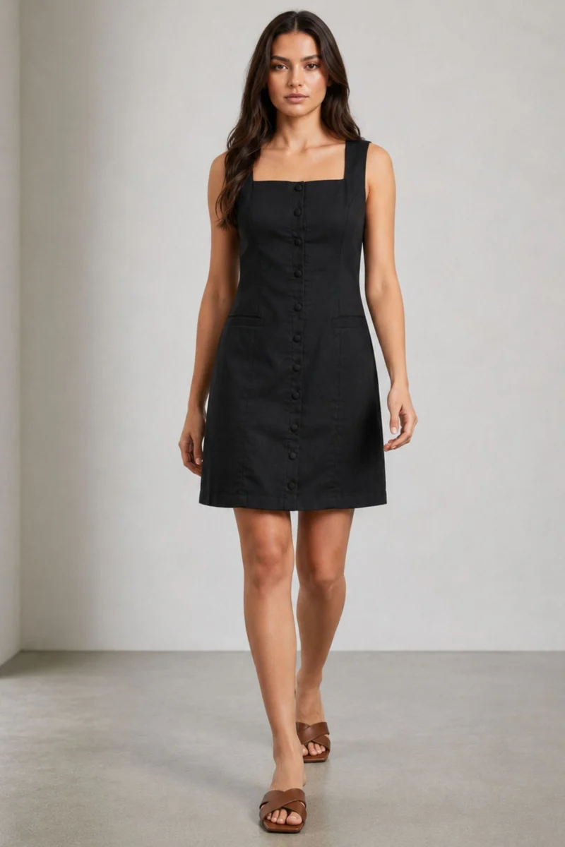 Orin|Cotton Square Neck Mini Dress