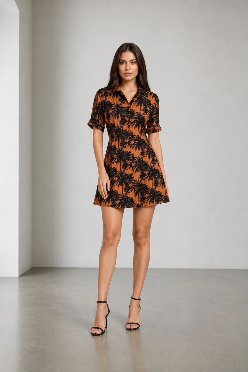 Lior|Linen Mini Utility Shirt Dress