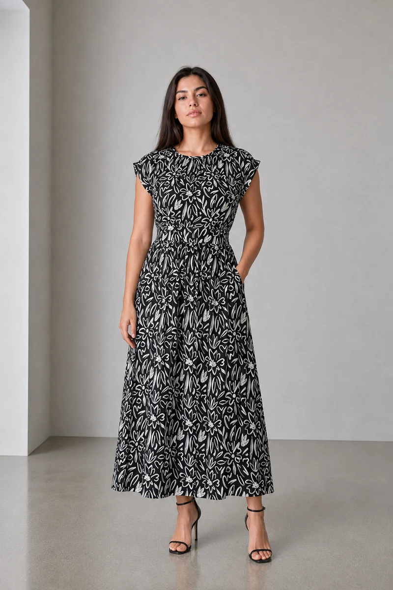 Bravia|Viscose Waist Panel Maxi Dress
