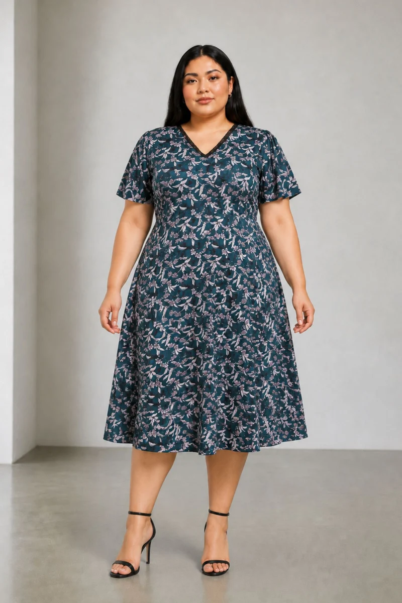 Flara|Cotton Lace Insert Midi Dress
