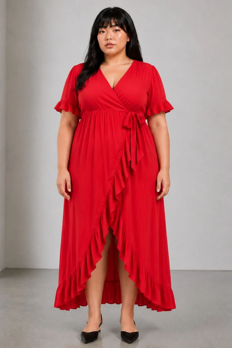 Rivka|Viscose Highlow Wrap Dress