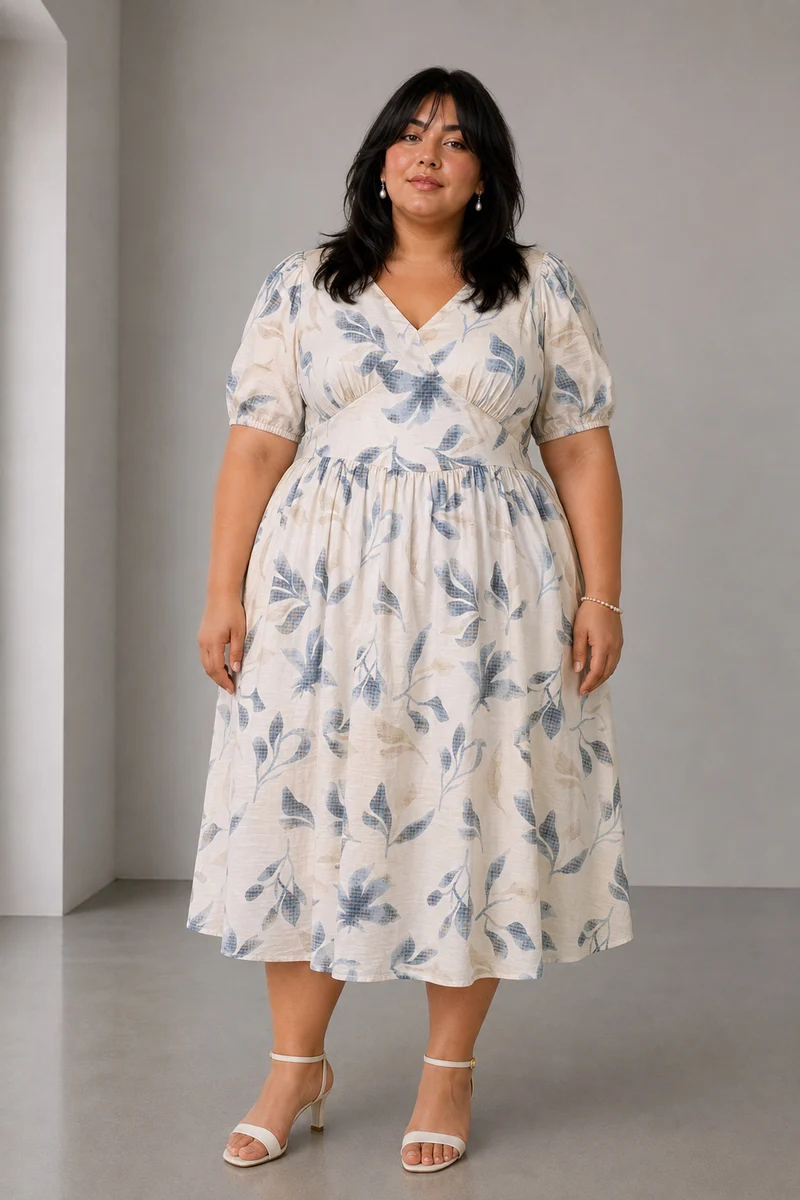 Mavon|Cotton Fit Flare Midi Dress