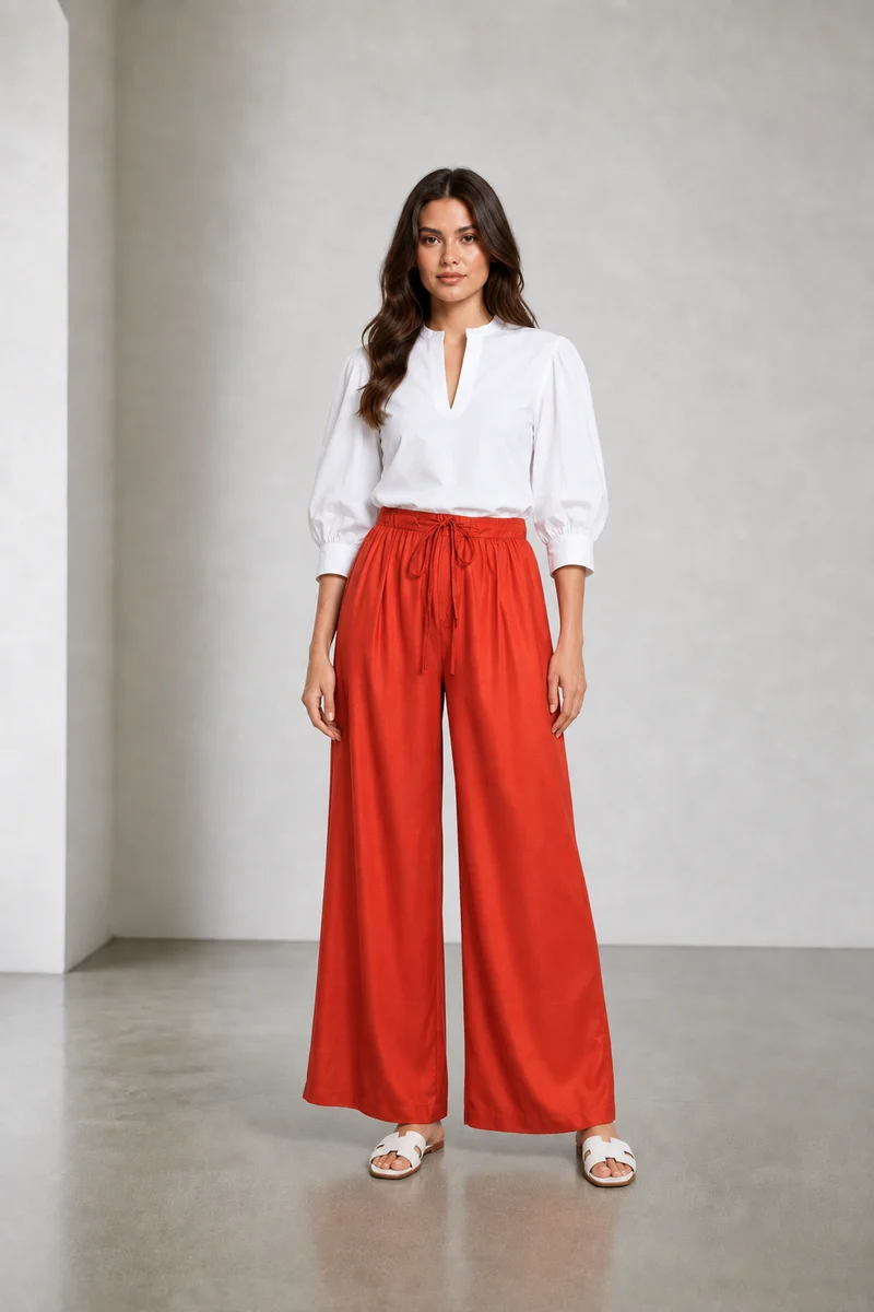 Elar|Viscose Highrise Wide Leg Trousers
