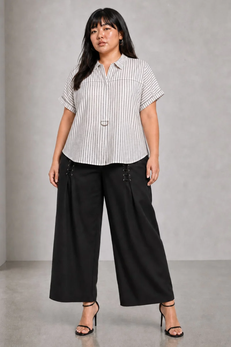 Cadora|Cotton Dring Utility Collared Top