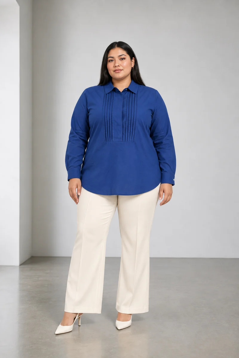 Borel|Cotton Shirt With Pintuck Front Panel