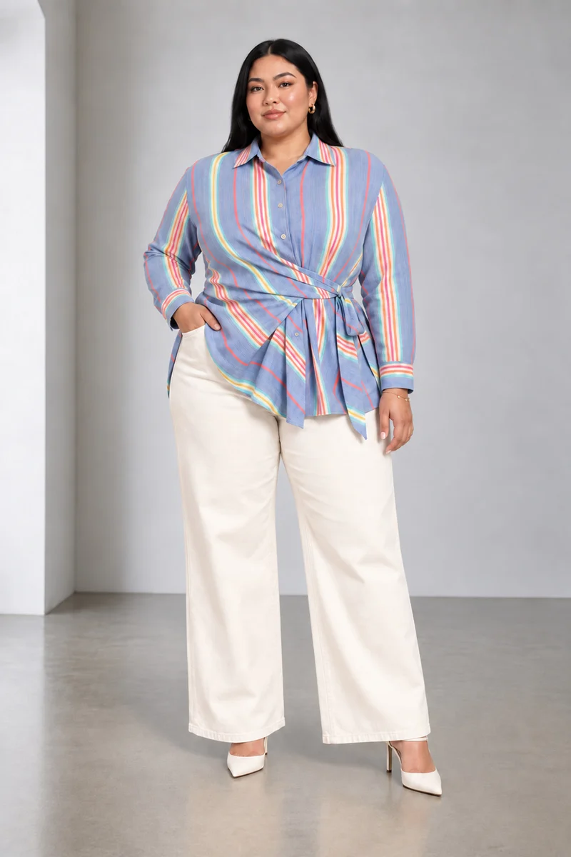 Blye|Cotton Tie Up Wrap Shirt