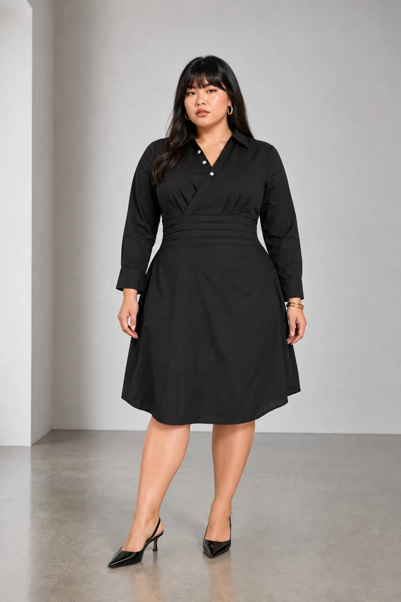 Corva|Cotton Wrap Style Shirt Dress