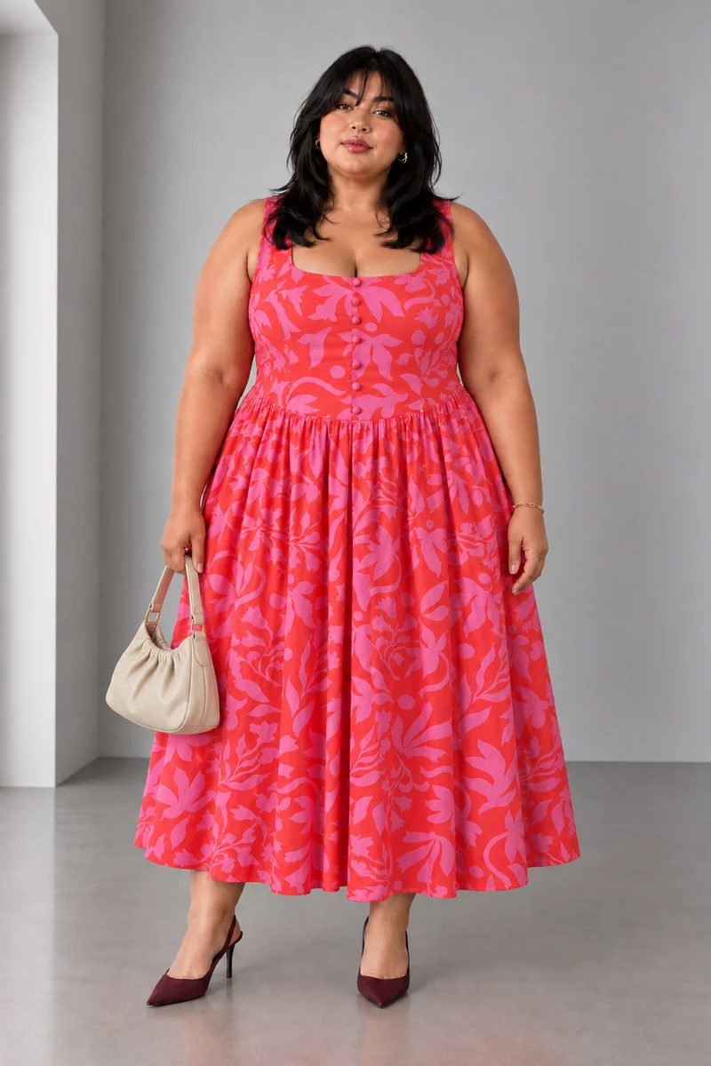 Rivae|Cotton Printed Midi Dress
