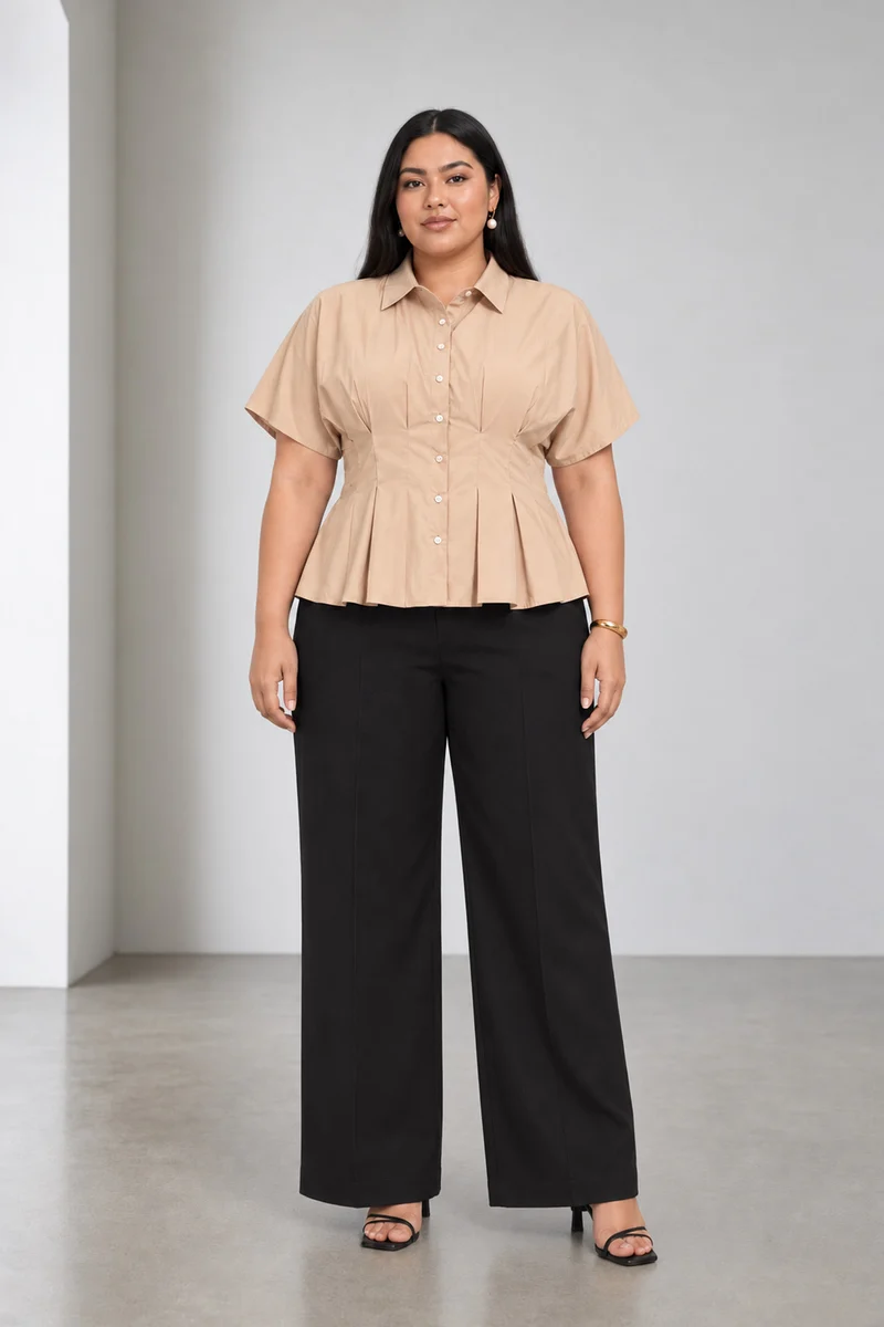 Milan|Cotton Pleated Button Down Shirt