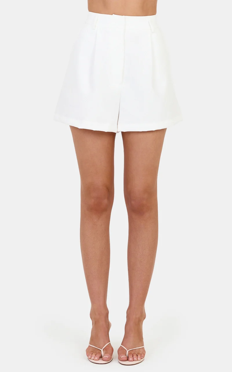 Victoria Shorts - Tailored A Line Shorts in Off-White