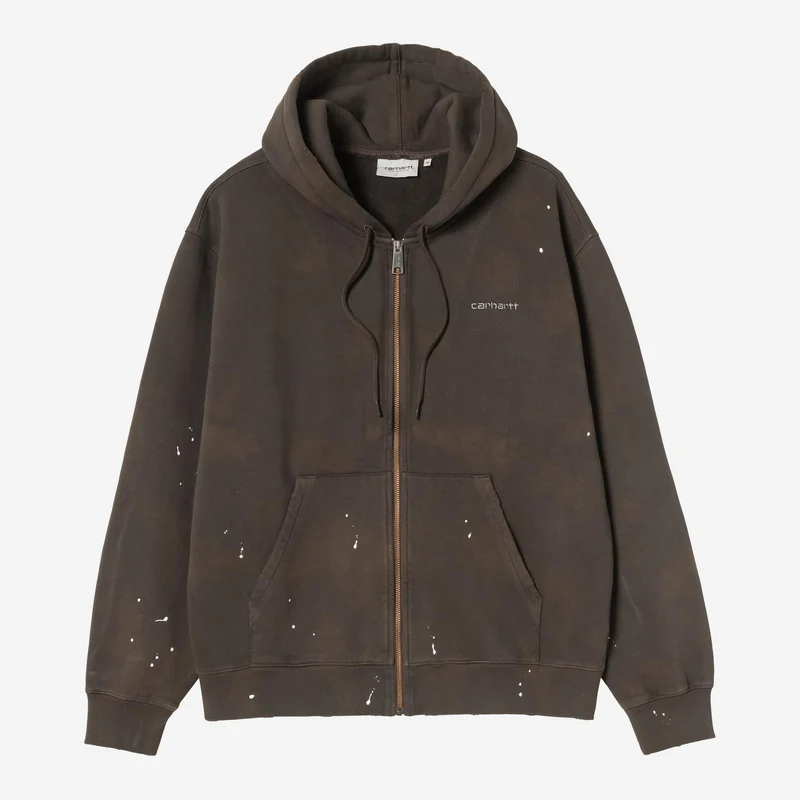 Carhartt WIP Herrjacka med huva för målare | Tobaksfärgad tvätt med stänk
