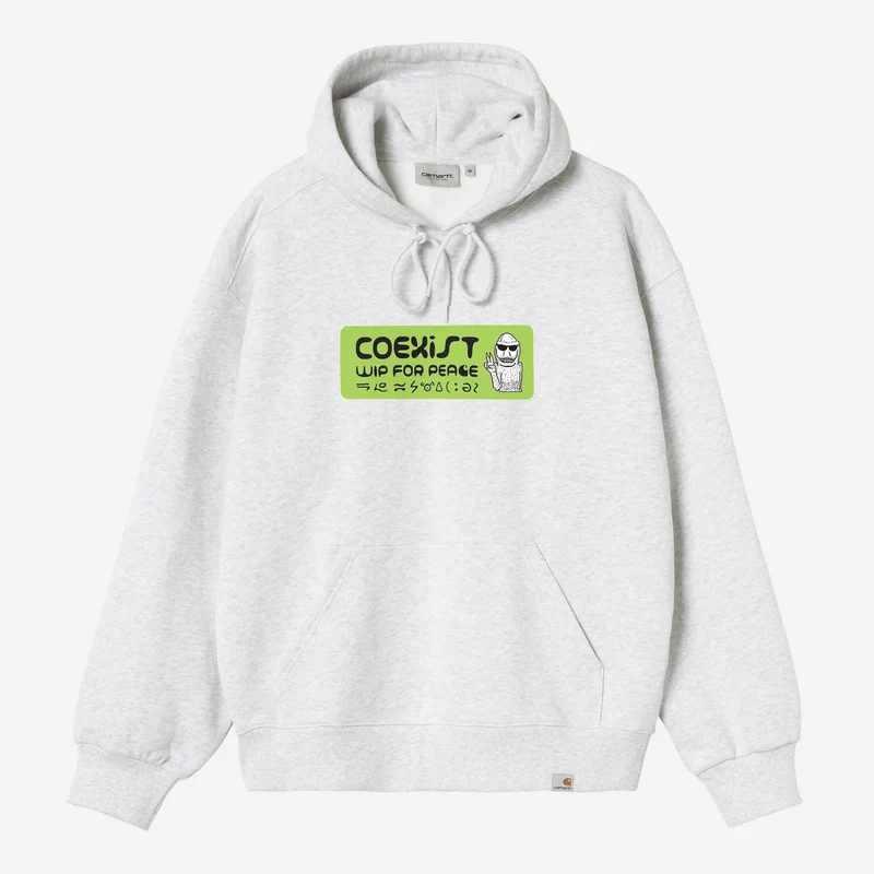 Carhartt WIP Herrtröja med huva och stötfångardekal | Ash Heather