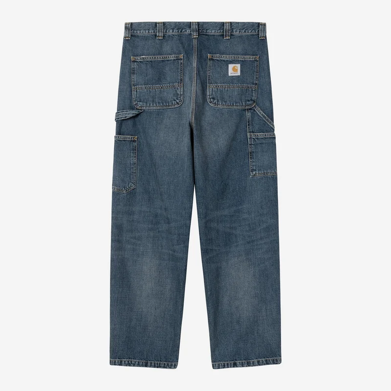 Carhartt WIP Herr OG Double Knee Byxor | Blå Mörk Begagnad Tvättning