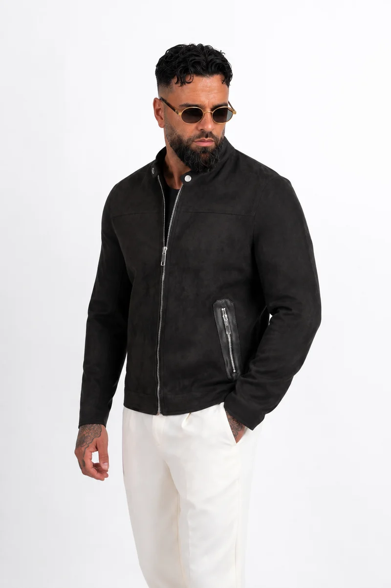Faux Suede Biker Jacket