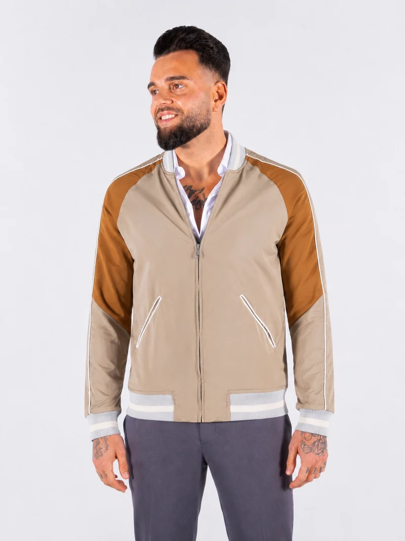 Colour Block Baseball jacket - Brown
