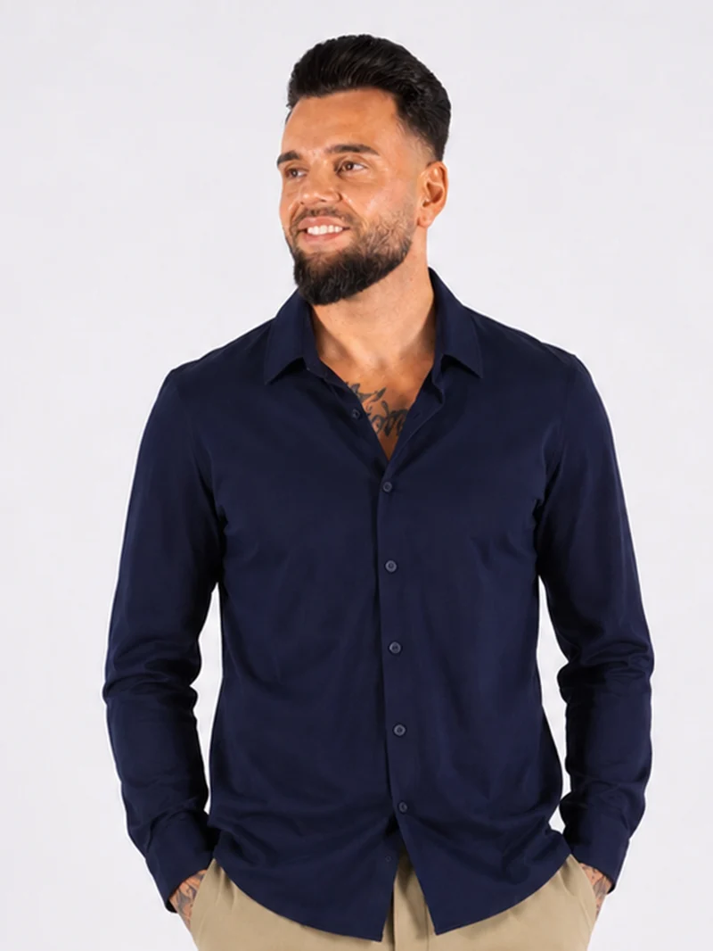 Casual Long Sleeve Overhemd - Navy