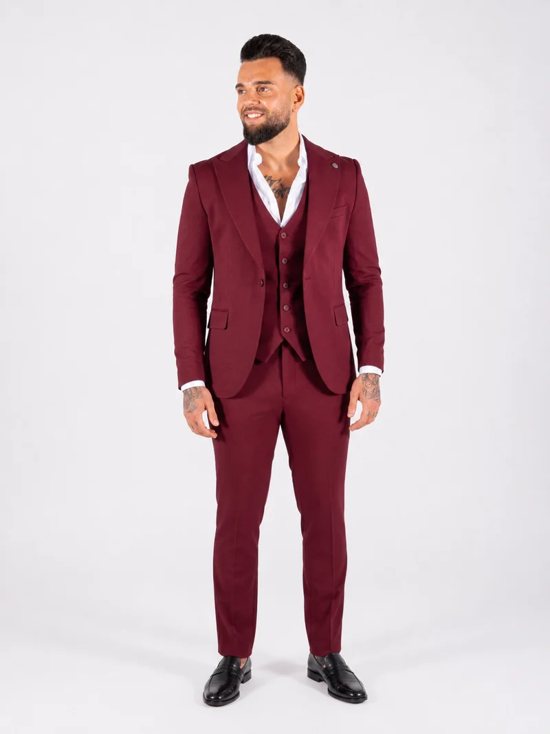 Suit Three Piece Havana Bordeaux Rood