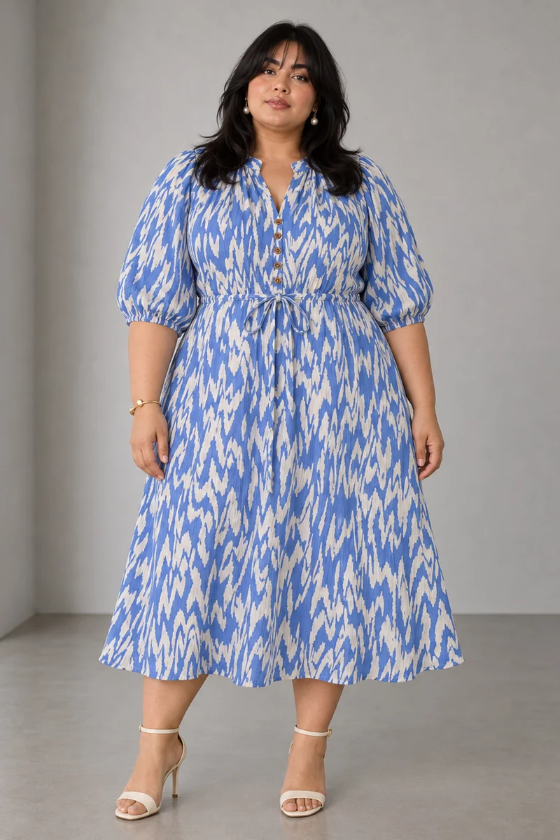 Sovia|Viscose Fit And Flare Maxi Dress