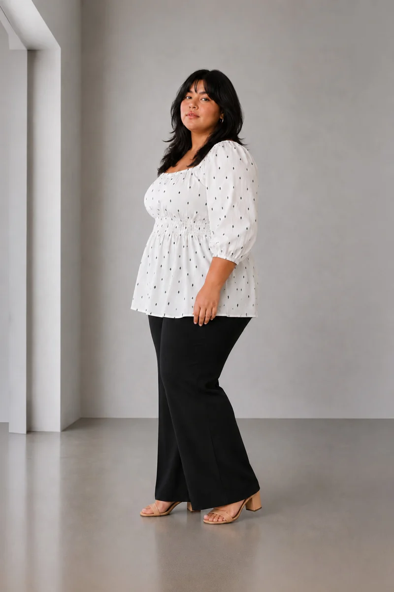 Sylvi|Cotton Square Neck Peplum Top