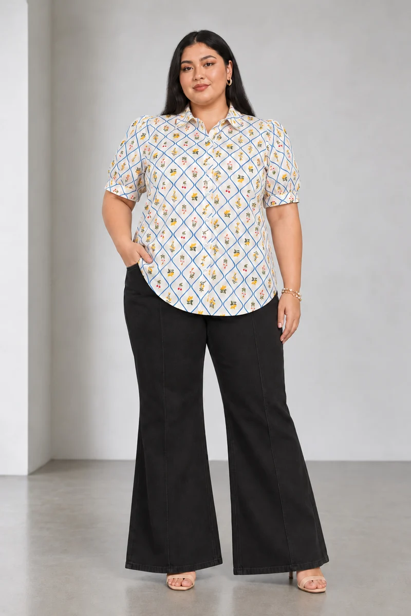 Rivin|Cotton Shirt With Puff Sleeve
